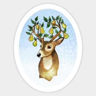 Deer Snowy Pear Antlers Sticker